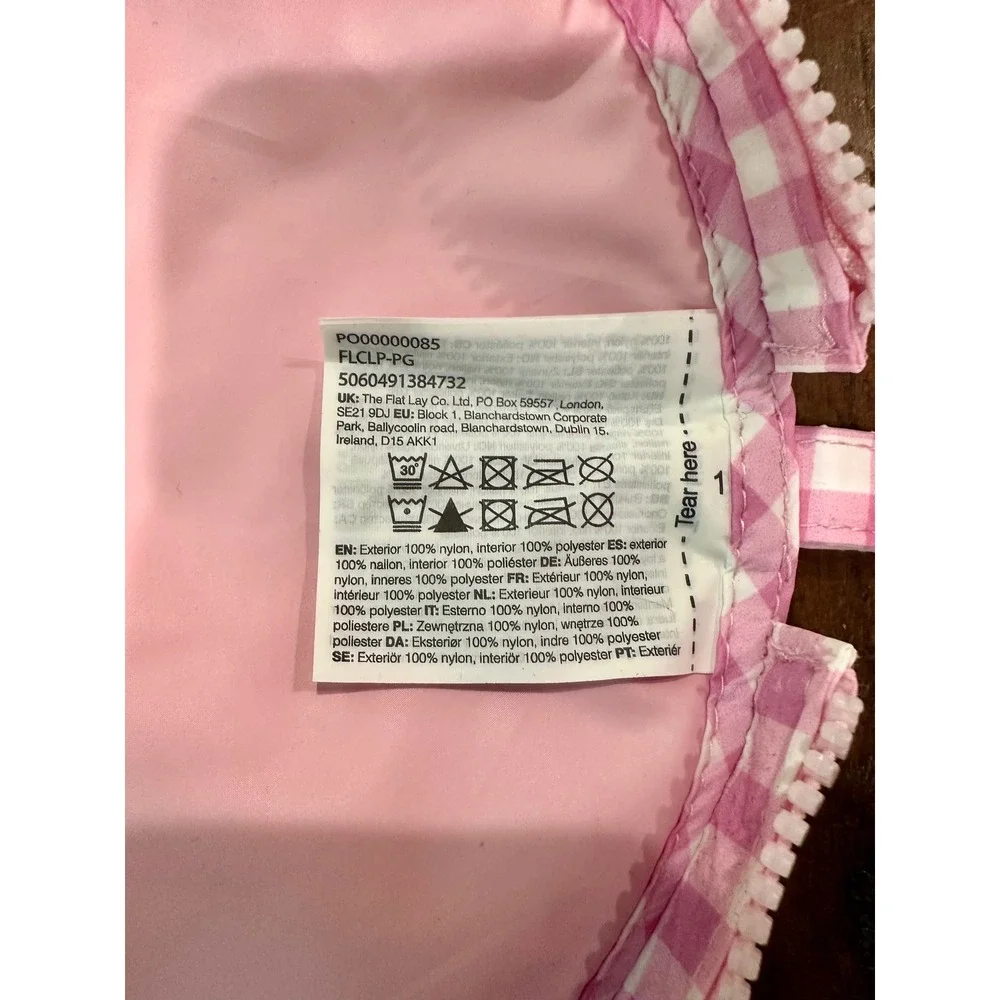 The Flat Lay Co London Pink Gingham Checkered Travel Makeup Bag Pouch FLCLP-PG